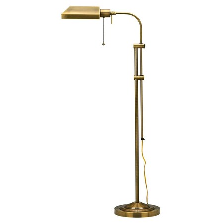 Benjara Metal Rectangular Floor Lamp with Adjustable Pole, Gold BM225079